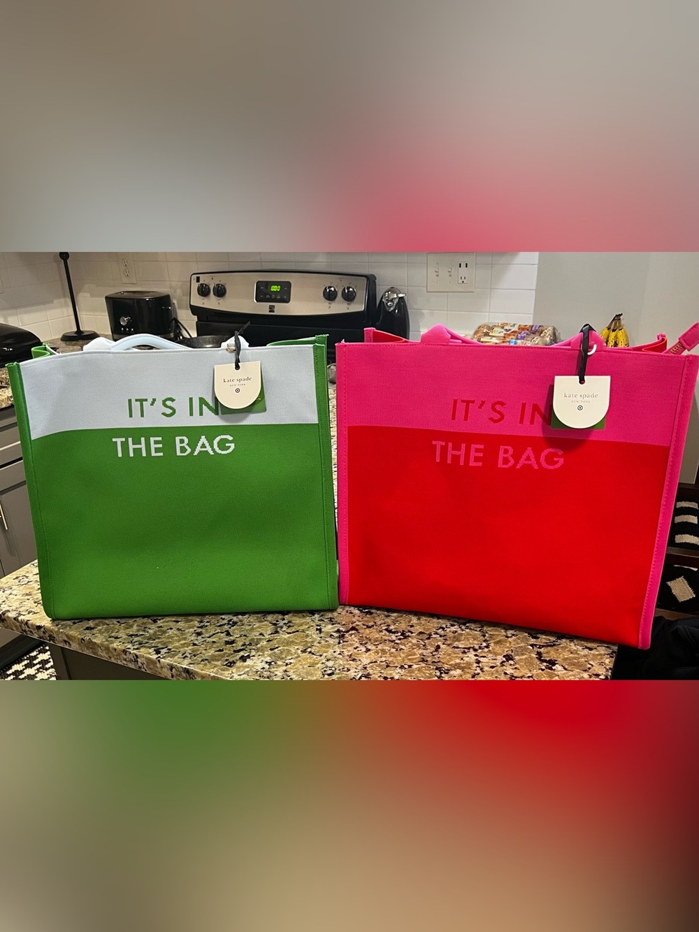 Kate Spade Colorblock Canvas Tote Bags in Green/White & Pink/Red